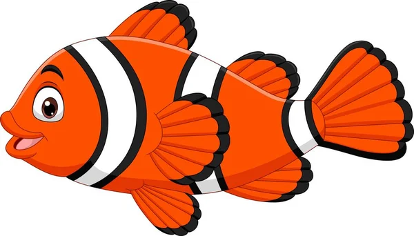 Illustrazione Vettoriale Carino Clown Pesce Cartone Animato Sfondo Bianco — Vettoriale Stock