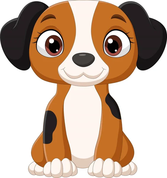 Vector Illustratie Van Cartoon Grappige Kleine Hond Zitten — Stockvector