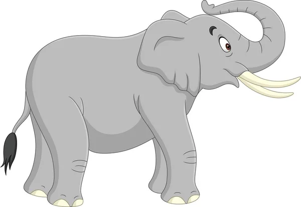 Vektor Illustration Tecknad Elefant Isolerad Vit Bakgrund — Stock vektor
