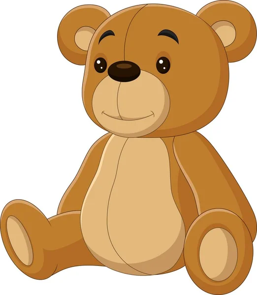 Illustration Vectorielle Cartoon Ours Peluche Mignon Assis Isolé Sur Fond — Image vectorielle