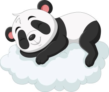 Bulutlarda uyuyan bebek pandanın vektör çizimi