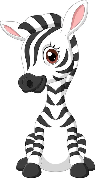 Vector Illustration Cartoon Funny Baby Zebra Sitting — Stock Vector