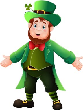 Vector illustration of Cartoon happy leprechaun standing and posing