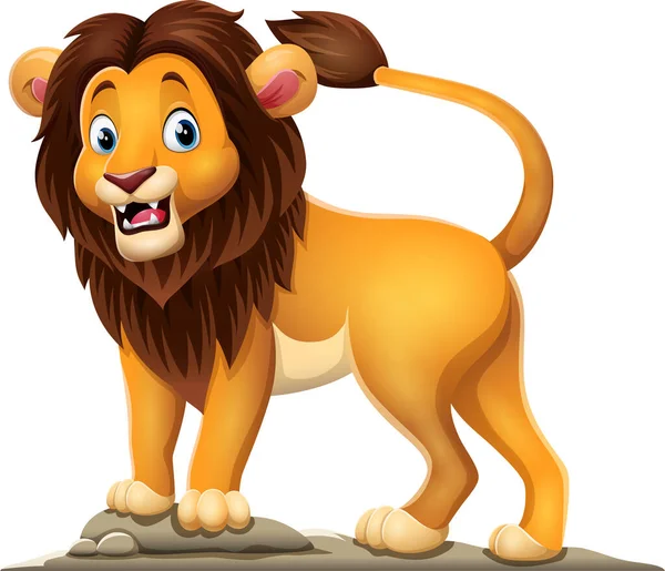 Vektor Illustration Von Cartoon Glücklicher Löwe Auf Weißem Hintergrund — Stockvektor
