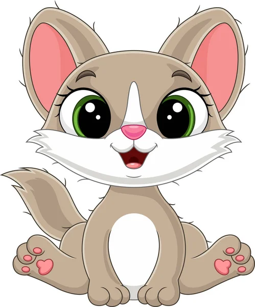 Vector Illustration Cartoon Cute Baby Cat Sitting — Stock Vector