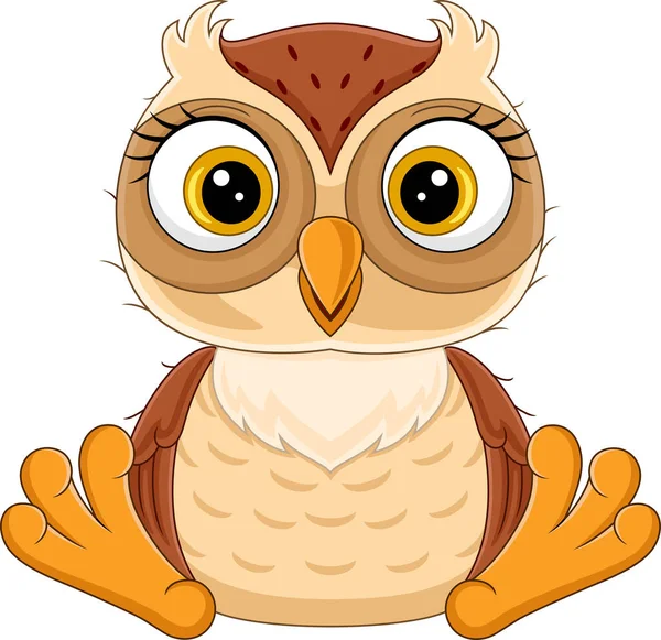 Vector Illustration Cute Little Owl Cartoon Sitting — Stock Vector