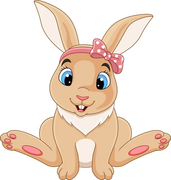 Vector Illustration Cute Baby Rabbit Cartoon Sitting — Stock Vector