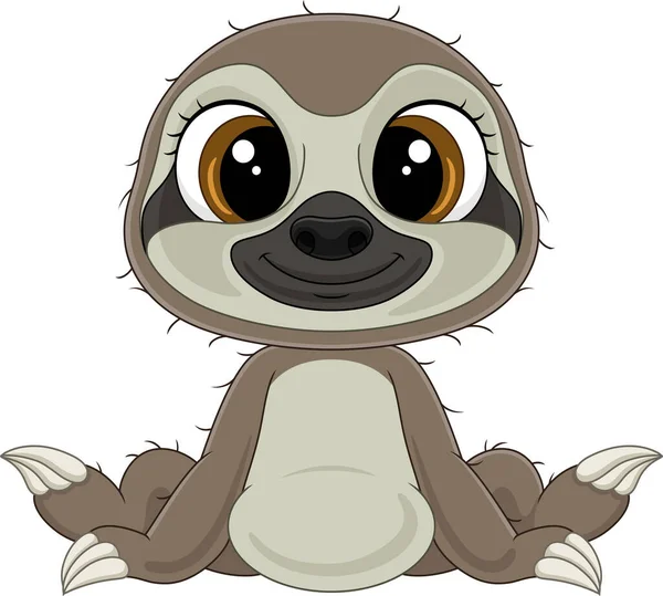 Vector Illustration Cartoon Funny Baby Sloth Sitting — Stock Vector