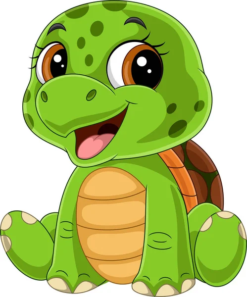 Vector Illustratie Van Cartoon Grappige Baby Schildpad Zitten — Stockvector