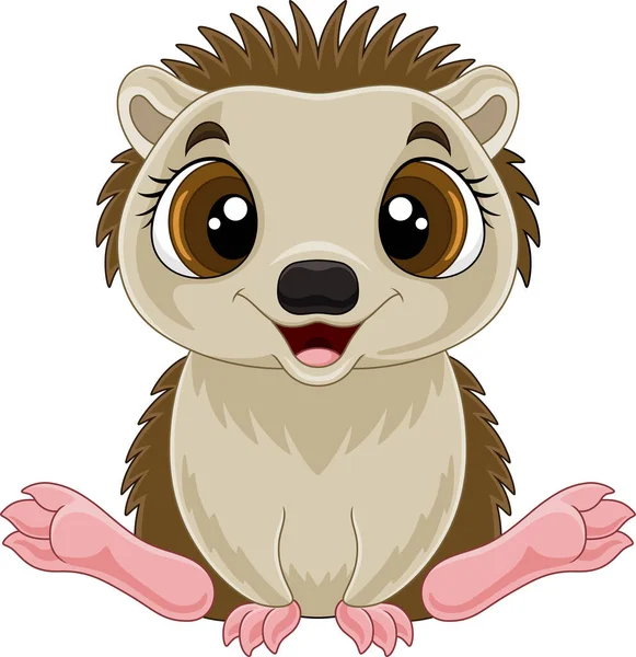 Vector Illustration Cartoon Funny Baby Hedgehog Sitting — Stock Vector