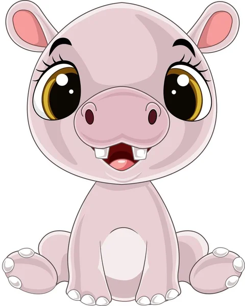 Illustration Vectorielle Dessin Animé Drôle Bébé Hippopotame Assis — Image vectorielle