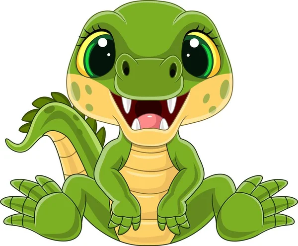 Illustration Vectorielle Dessin Animé Bébé Crocodile Mignon Assis — Image vectorielle