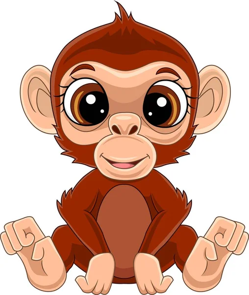 Illustration Vectorielle Dessin Animé Bébé Chimpanzé Mignon Assis — Image vectorielle