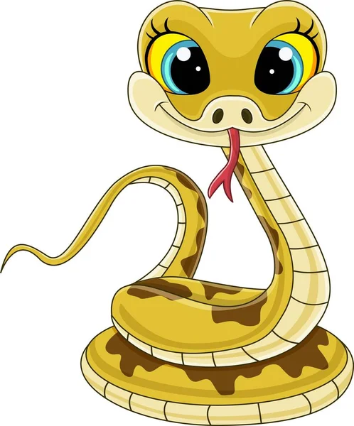 Vector Illustration Cartoon Cute Baby Snake Sitting — Vector de stock