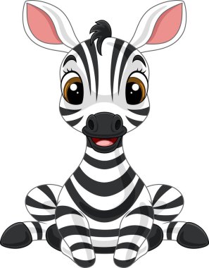 Çizgi filmdeki şirin bebek zebranın vektör çizimi