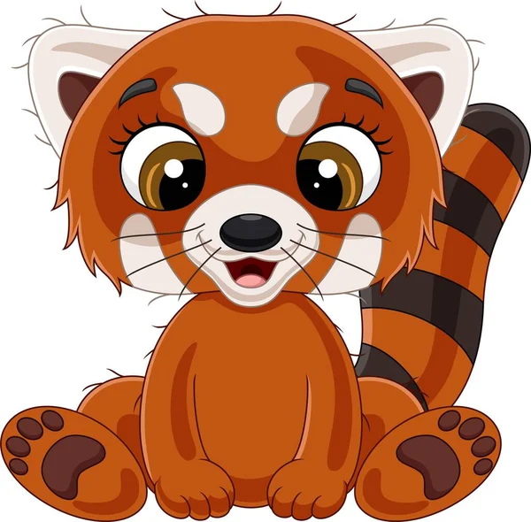 Vector Illustration Cartoon Cute Baby Red Panda Sitting — Stock Vector