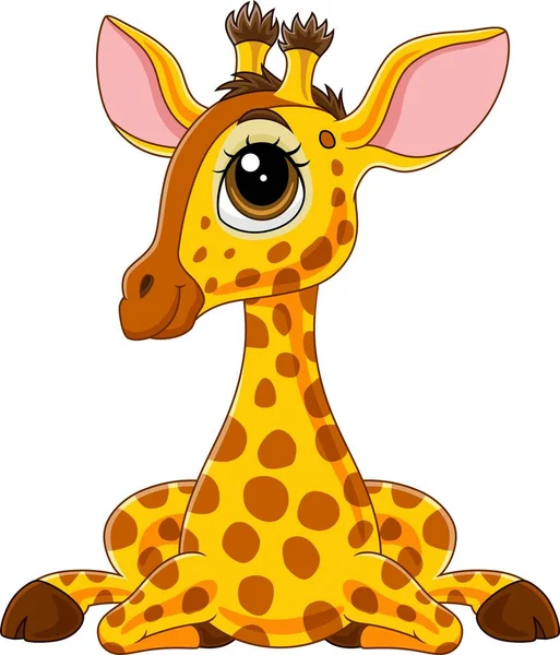 Vektor Illustration Von Cartoon Niedliche Baby Giraffe Sitzt — Stockvektor