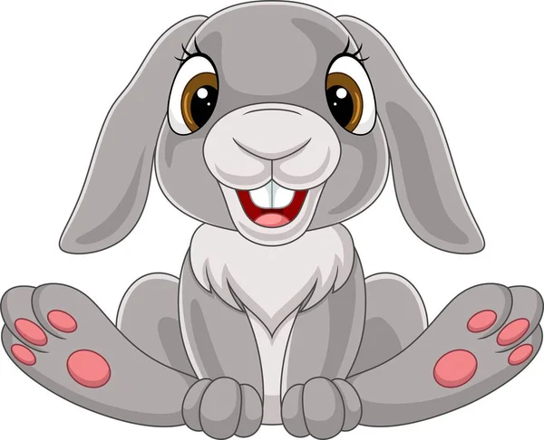 Vector Illustration Cute Little Rabbit Cartoon Sitting — Stock Vector