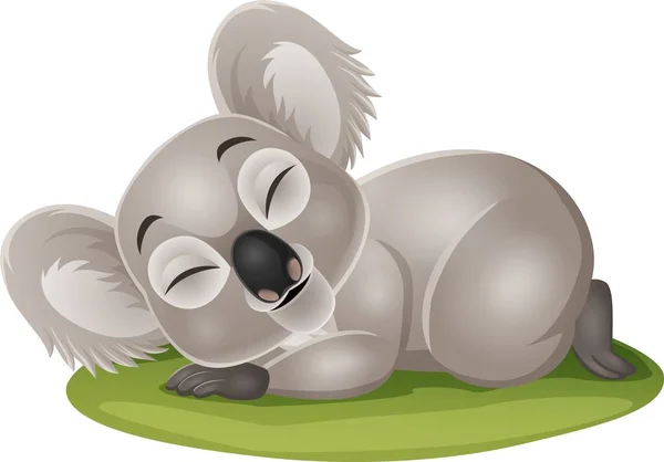 Ilustración Vectorial Dibujos Animados Divertido Bebé Koala Durmiendo Hierba — Archivo Imágenes Vectoriales