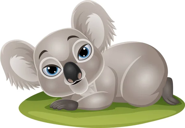 ベクトルイラストの漫画面白い赤ちゃんコアラが草の上に横たわっている — ストックベクタ