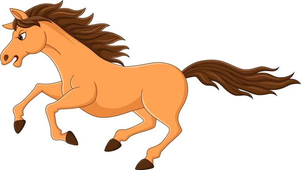 Vektor Illustration Von Cartoon Braunes Pferd Läuft Auf Weißem Hintergrund — Stockvektor