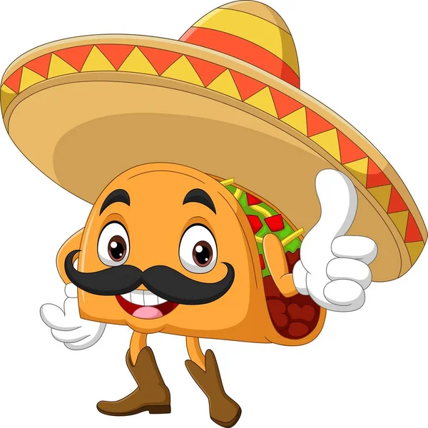 Illustration Vectorielle Mascotte Cartoon Taco Donnant Pouce — Image vectorielle