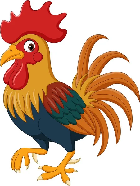 白い背景に漫画面白い鶏のベクトルイラスト — ストックベクタ