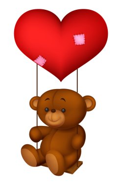 Balon şeklinde kalp küçük kız salıncak okuyun.