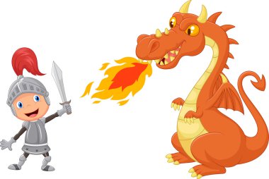 karikatür knight ile şiddetli dragon