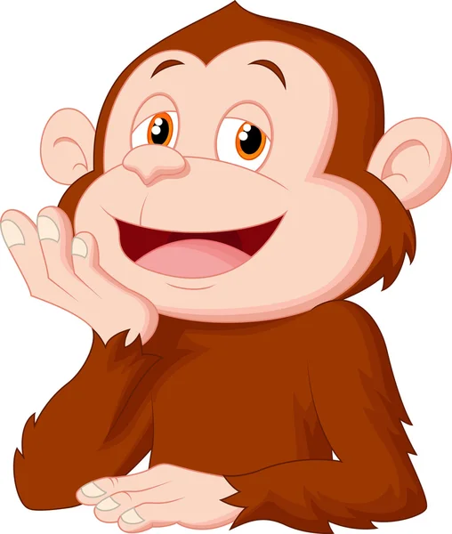 Γελοιογραφία χιμπατζής σκέψης — Διανυσματικό Αρχείο