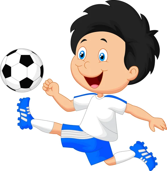 Cartoon jongen voetballen — Stockvector