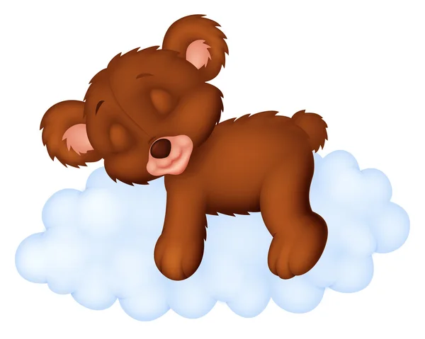 Bonito oso durmiendo en la nube — Vector de stock