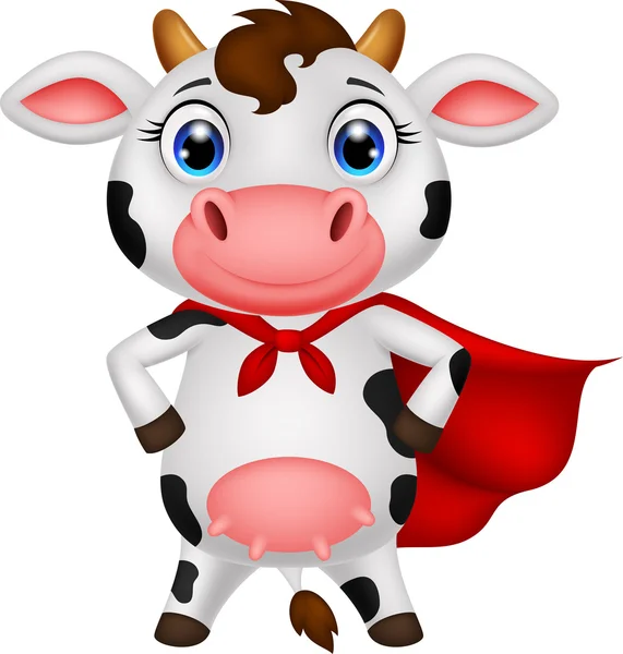 Superhero cow cartoon posing — Stock Vector