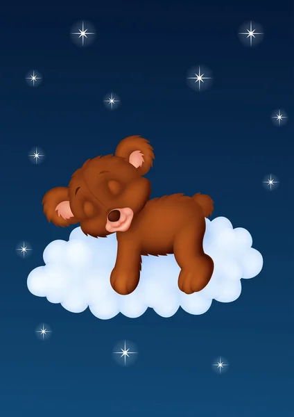 Bébé ours dormant sur le nuage — Image vectorielle