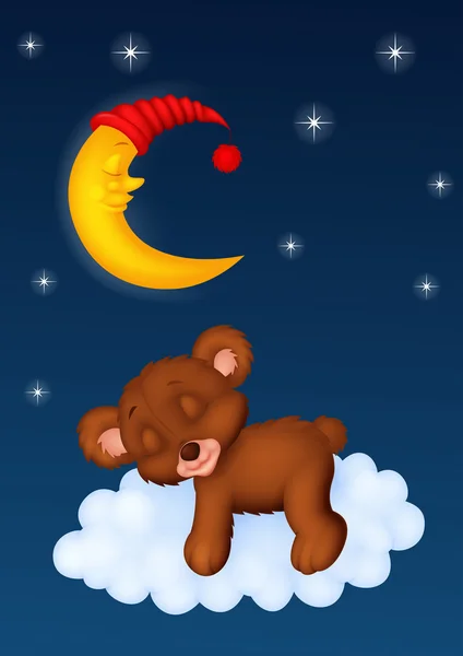 El oso de peluche durmiendo en la nube — Archivo Imágenes Vectoriales