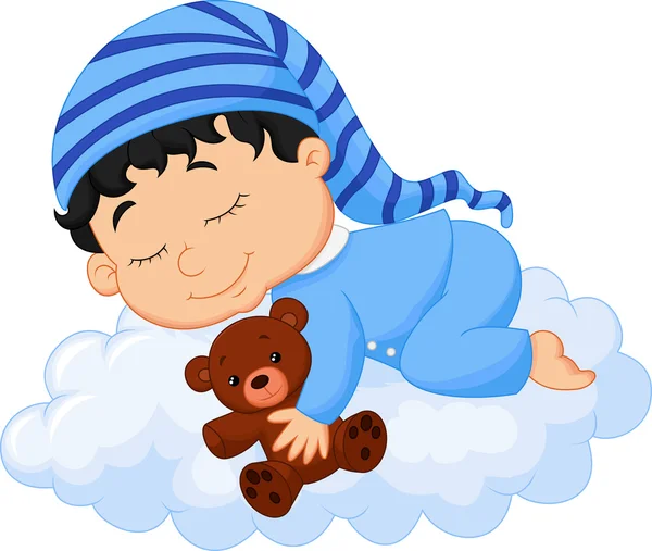 Bebé durmiendo nube — Vector de stock