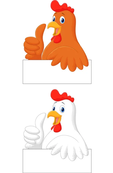 Rooster cartoon geven duim omhoog — Stockvector