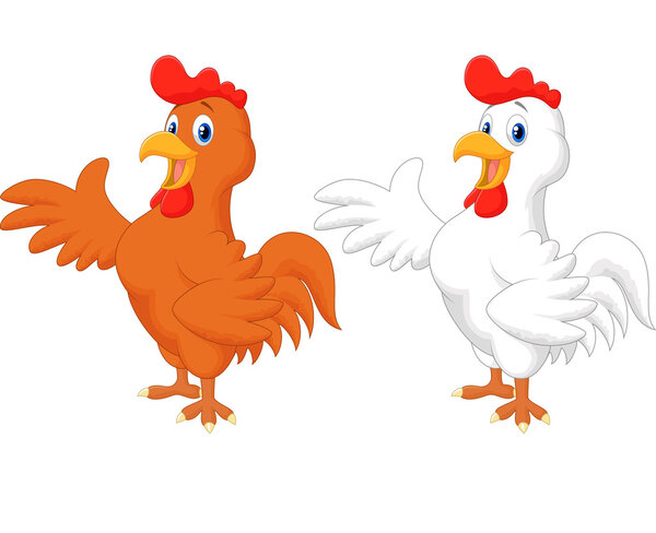 Cute rooster cartoon presenting