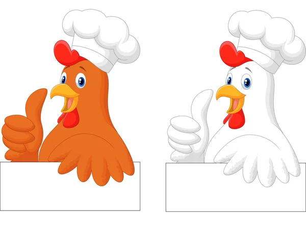 Galo chef desenho animado dando polegar para cima —  Vetores de Stock