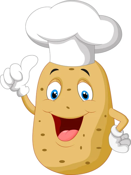 Aardappel chef-kok cartoon duim opgevend — Stockvector