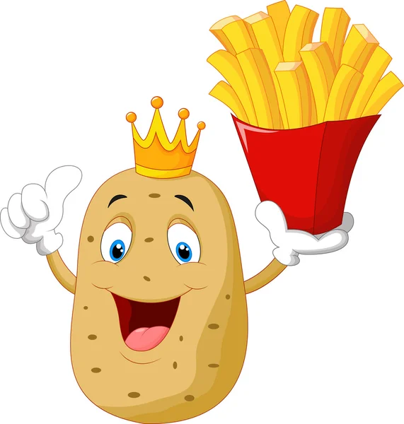 Pomme de terre King chef tenant une frite — Image vectorielle