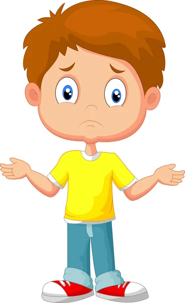 Doubtful young kid gesturing with hands — Stock Vector