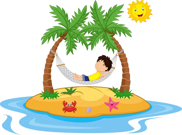 Boy relaxing in a hammock — Stock Vector