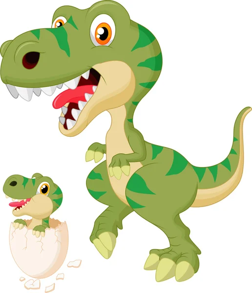 Mother and baby dinosaur hatching — Stock Vector