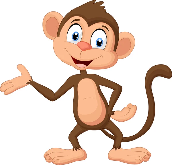 Kreskówka małpa prezentacji — Wektor stockowy