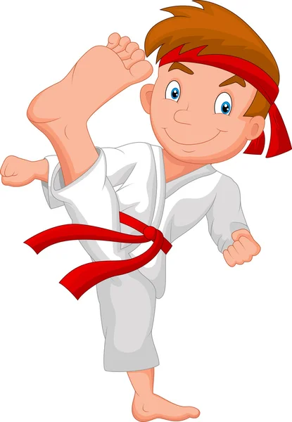 Malý chlapec trénink karate — Stockový vektor