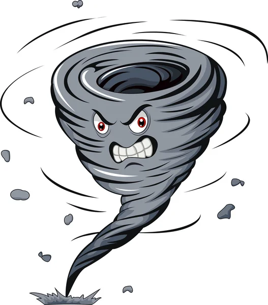 Tornado de desenhos animados irritado — Vetor de Stock