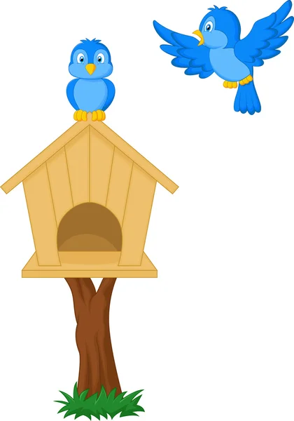 Birds and bird houses — Stock Vector