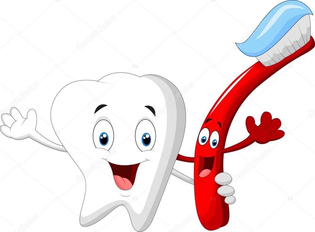 Dental Tooth and Toothbrush cartoon character