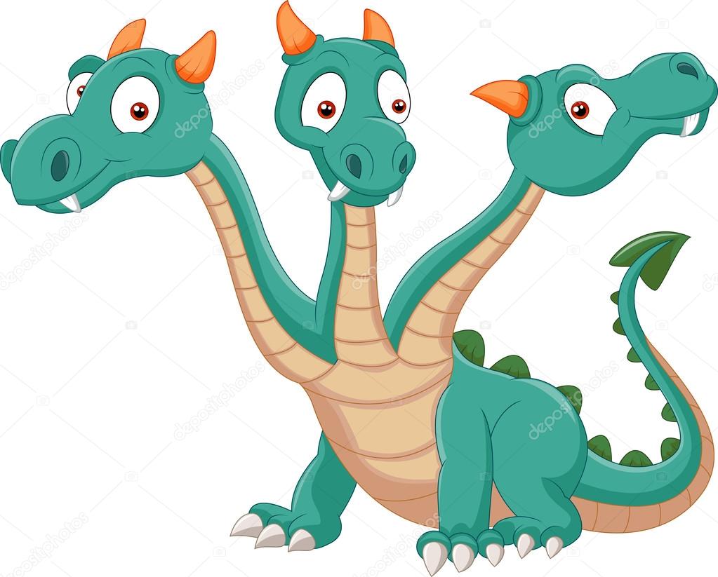 Cute three headed dragon